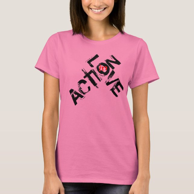 Love in Action - Black Print T-Shirt (Front)