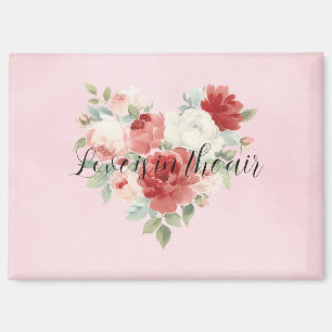 Love in Air Red Pink Heart Floral Magnet