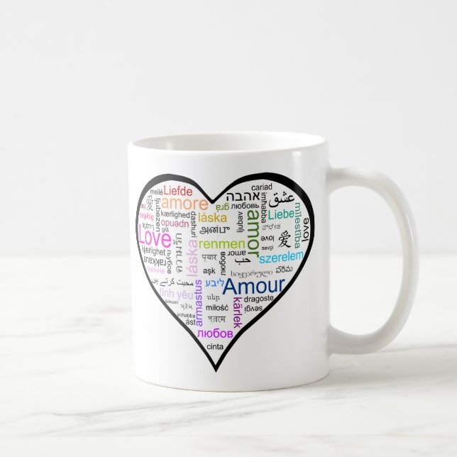 Love in all languages Heart Coffee Mug (Right)