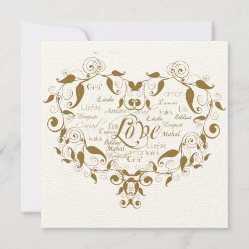 Love in Any Language Gold Wedding Invitation