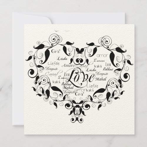 Love in Any Language in Black Wedding Invitation