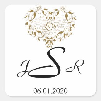 Love in Any Language in Gold Monogram Sticker