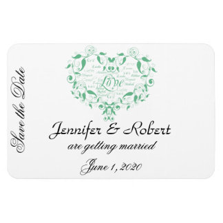 Love in Any Language in Mint Green Save the Date Magnet