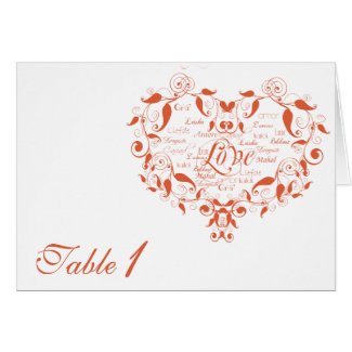 Love in Any Language in Orange Table Number
