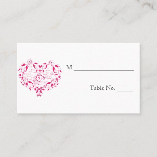 Customizable Love in Any Language in Pink Wedding Place Cards Business Cards