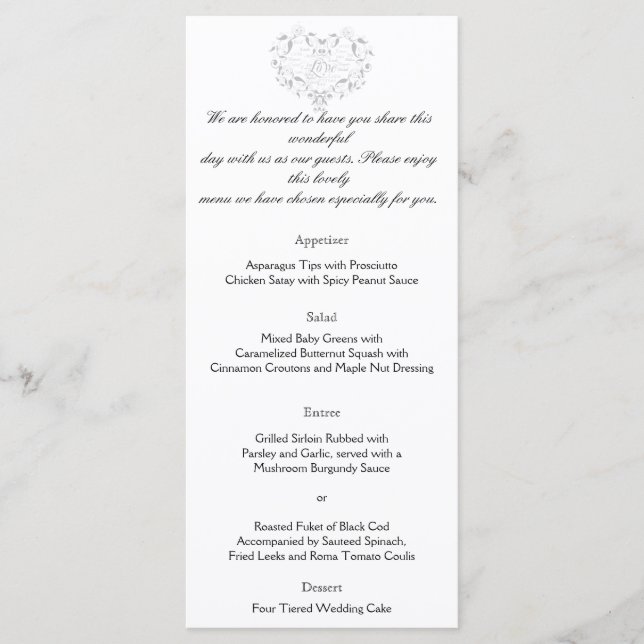 Love in Any Language in Silver Wedding Menu (Front)