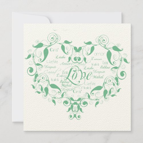 Love in Any Language Mint Green Wedding Invitation