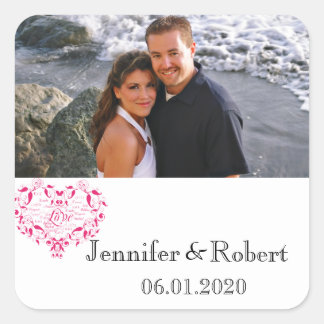 Love in Any Language Pink Wedding Favor Sticker