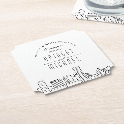Love in Baltimore  City Skyline Welcome Paper Coaster