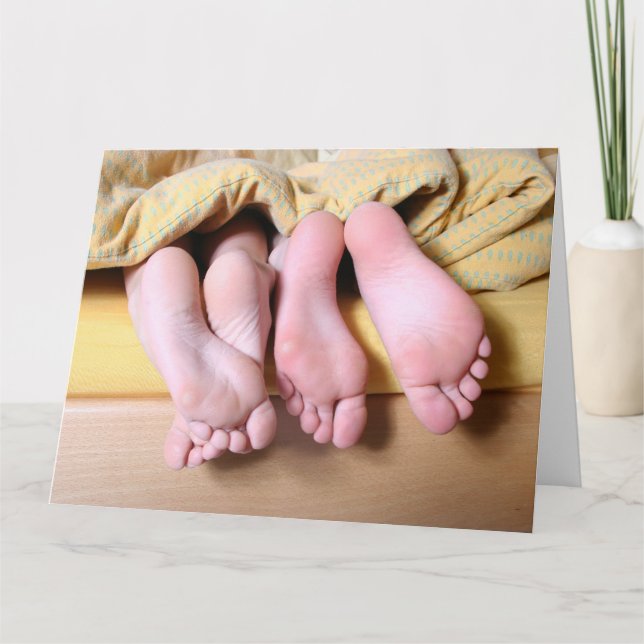 LOVE IN BED FEET GREETING CARD (Front)