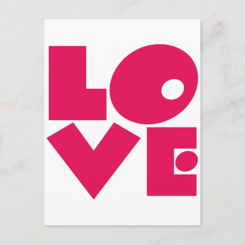 LOVE in Big Pink Letters Holiday Postcard