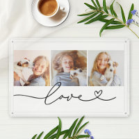 Love in Black Heart Script Custom Photo Collage