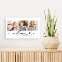 Love in Black Heart Script Custom Photo Collage Canvas Print