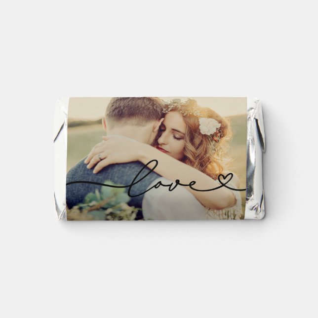 Love in Black Heart Script Custom Wedding Photo Hershey's Miniatures (Front)