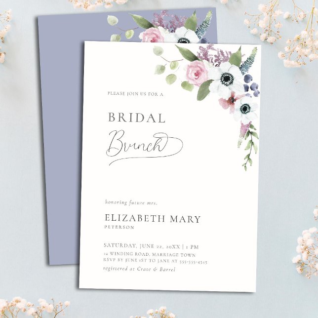  Love in Bloom Anemones Boho Floral Bridal Brunch Invitation (Creator Uploaded)