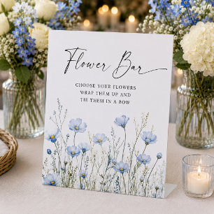 Love In Bloom Blue Bridal Shower Flower Bar Sign