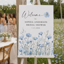 Love In Bloom Blue Bridal Shower Welcome Sign