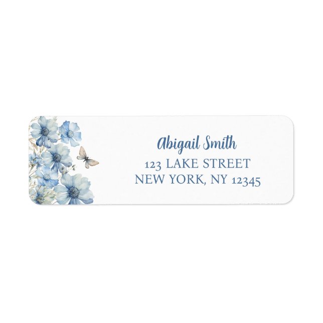 LOVE IN BLOOM BLUE FLORAL BRIDAL SHOWER LABEL (Front)