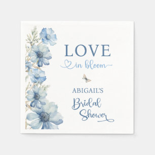 LOVE IN BLOOM BLUE FLORAL BRIDAL SHOWER NAPKINS