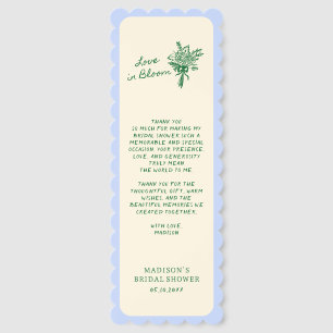 Love in Bloom Blue Green Bridal Shower Bookmarks