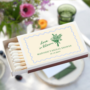 Love in Bloom Blue Green Bridal Shower Matchboxes