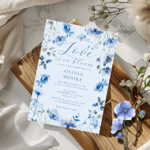 Love in Bloom Blue Wildflower Boho BridaI Shower Invitation