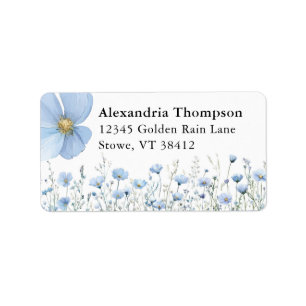 Love In Bloom Blue Wildflower Return Address Label