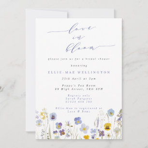 Love in Bloom Blue & Yellow Pansies Bridal Shower Invitation