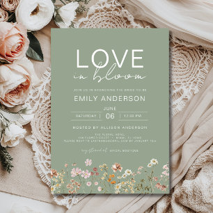 Love in Bloom Boho Wildflower Bridal Shower Invitation