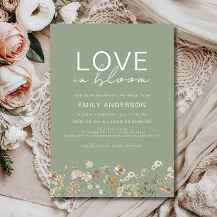 Love in Bloom Boho Wildflower Bridal Shower Invitation