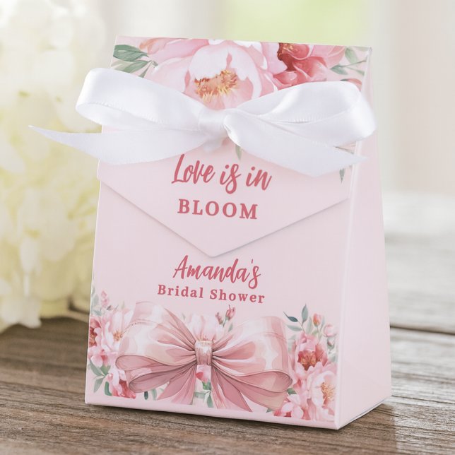 Love in Bloom bow pink florals Bridal Shower Favor Boxes (Creator Uploaded)