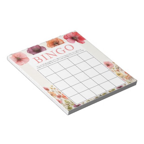 Love in Bloom Bridal Shower 40 Bingo Sheets Notepad