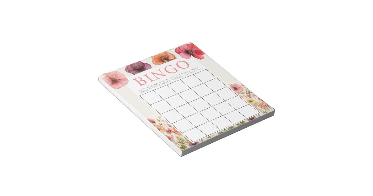 Love in Bloom Bridal Shower 40 Bingo Sheets Notepad | Zazzle
