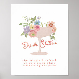 Love in Bloom Bridal Shower Drinks Station Sign
