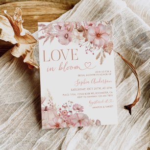 Love In Bloom Bridal Shower Fall Flowers Pumpkin Invitation