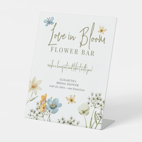Love in bloom bridal shower flower bar sign