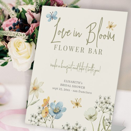 Love in bloom bridal shower flower bar sign