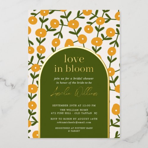 Love In Bloom Bridal Shower Foil Invitation