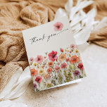 Love in Bloom Bridal Shower Folded Thank You Card<br><div class="desc">This beautiful design features an arrangement of soft pastel beautiful wildflowers that are realistic and a modern script (editable color) font. Customize with your own bridal shower thank you message. See the entire collection for more matching items</div>