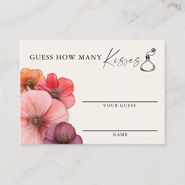 Love In Bloom Bridal Shower Kisses Game Card (Front)