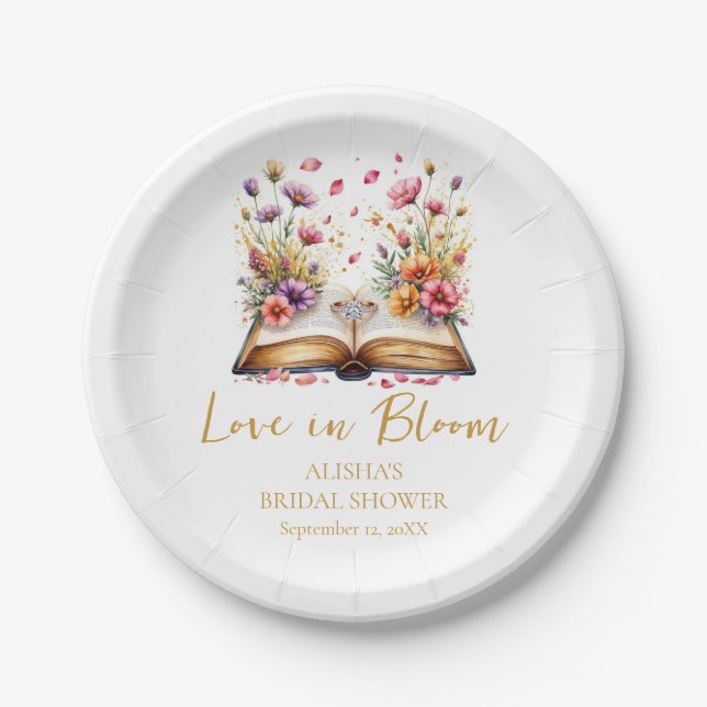 Love In Bloom Bridal Shower Napkins Paper Plates (Front)