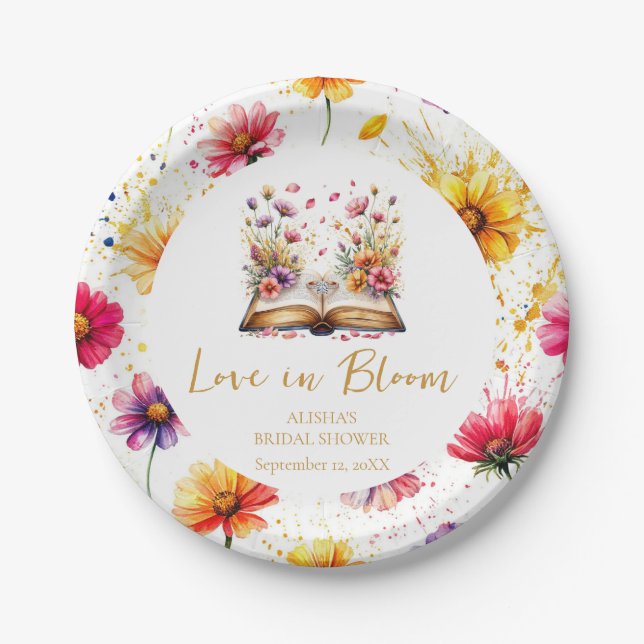 Love In Bloom Bridal Shower Napkins Paper Plates (Front)