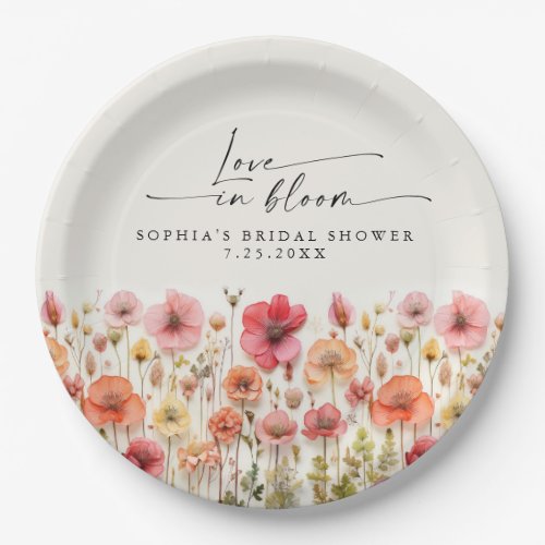 Love In Bloom Bridal Shower Paper Plates