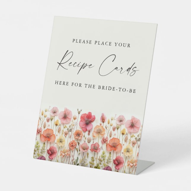 Love In Bloom Bridal Shower Recipe Cards Sign (Front)
