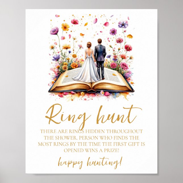 Love in Bloom Bridal Shower Ring Hunt Game Sign (Front)
