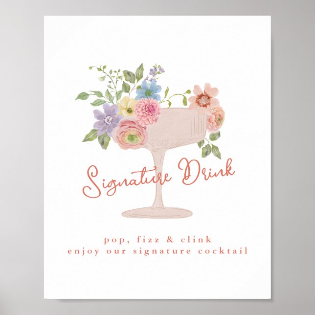 Love in Bloom Bridal Shower Signature Drink Sign (Front)