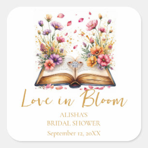 Love In Bloom Bridal Shower  Square Sticker