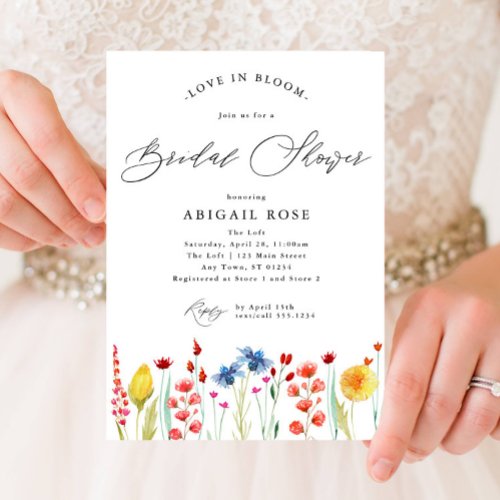 Love in Bloom Bridal Shower Wildflower Border Invitation
