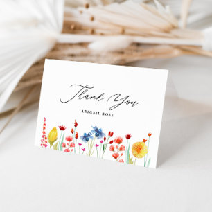 Love in Bloom Bridal Shower Wildflower Border Letterpress Thank You Card
