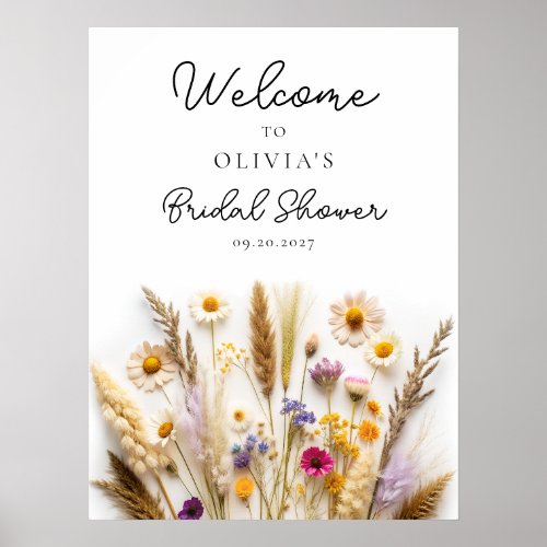 Love In Bloom Bridal Shower Wildflower Welcome Poster